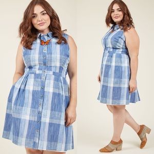 Broadcast Coordinator Sleeveless Shirt Dress Plaid